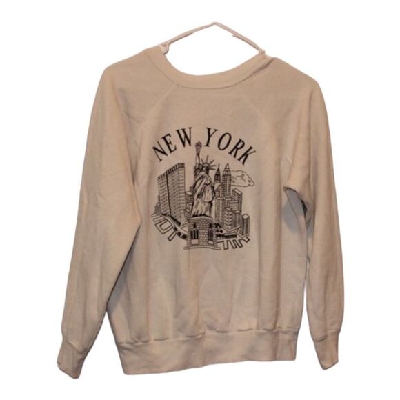 White Long Sleeve Logo Print Pullover Sweater Women's Size Small - Picture 1 of 3